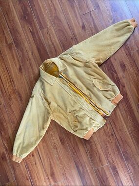 Yellow Corduroy Vintage Boston Girl Bomber Jacket